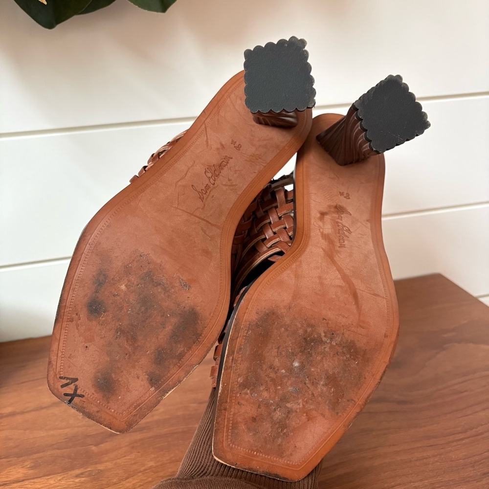 Sam Edelman Anthropologie Holland Brown Woven Ankle Strap Heels Sandals Boho 8.5 - Picture 10 of 12